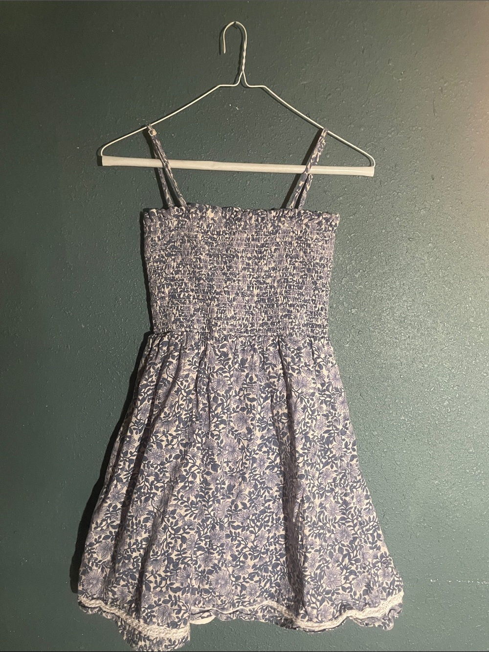 American Eagle Outfitters Blue Floral Smocked Mini Dress